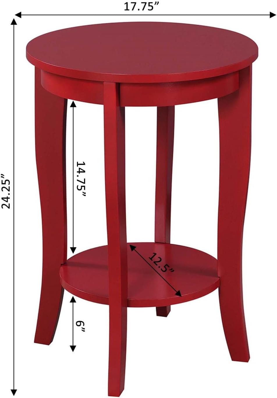 American Heritage Round End Table, Cranberry Red