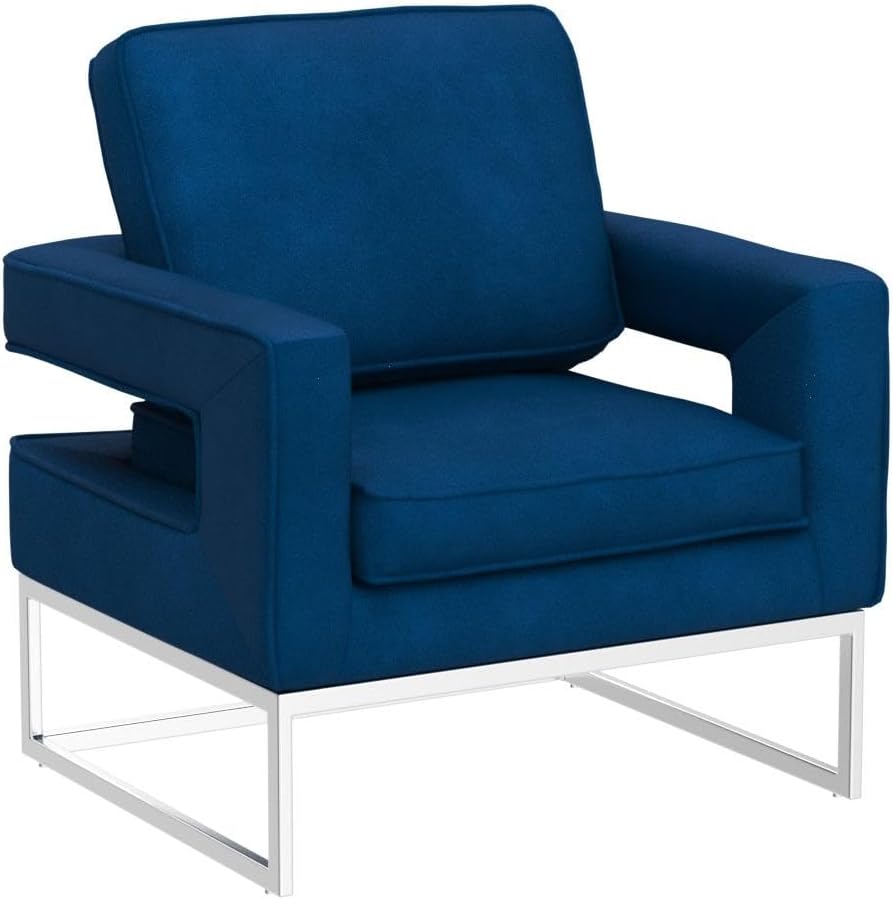 Velvet Accent Chair Modern Single Sofa Chair Blue