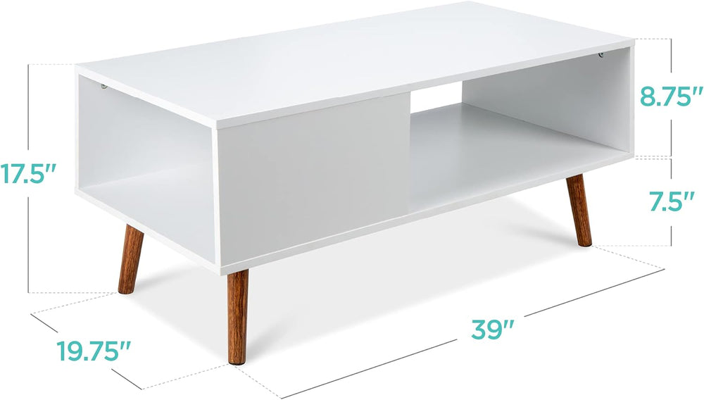 Wooden Mid-Century Modern Coffee Table, Accent Furniture, Open Shelf