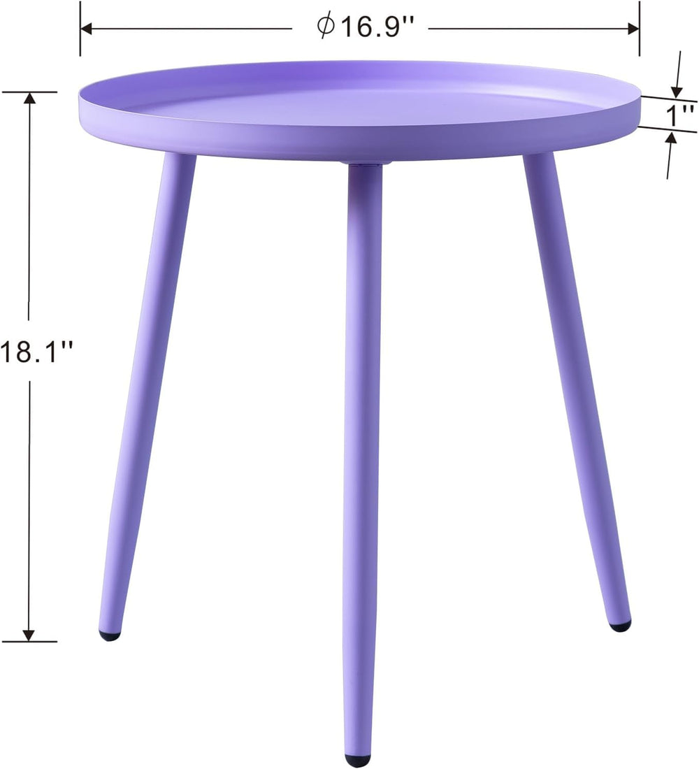 Outdoor Side Table:3 Legged Purple End Table