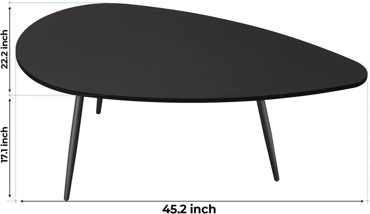 Modern Oval Coffee Table, Black Small Accent Table for Living Room