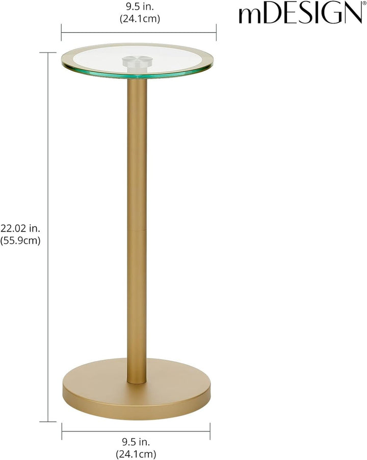 Glass Top Side/End Drink Table - Soft Brass