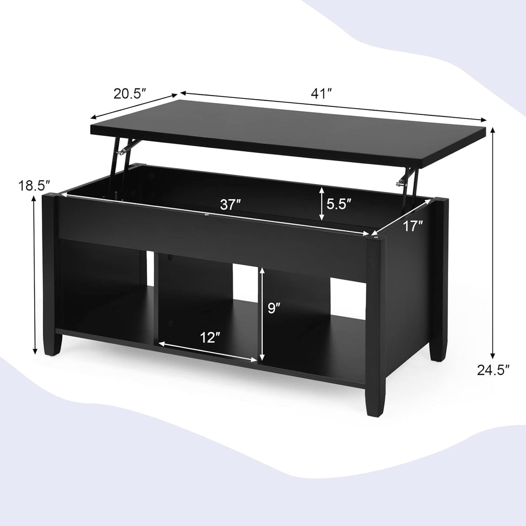 GOFLAME Lift Top Coffee Table, Hidden Compartment, Accent Table, Black