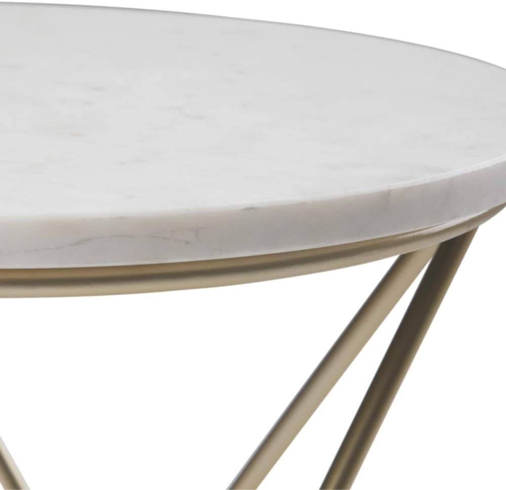 Gabon 18" Metal Accent Side Table White/Gold