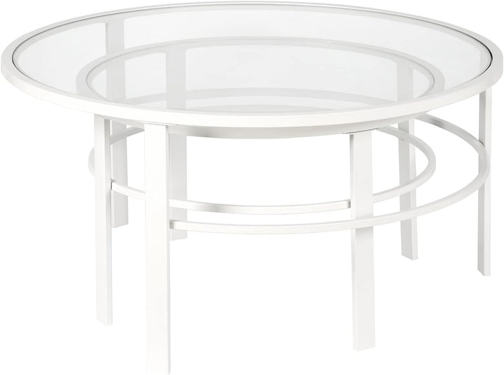 Henn&Hart Round Nested Coffee Table, Modern Living Room, White