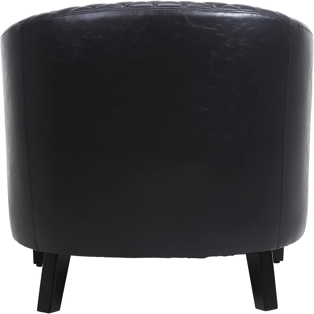 Classic Black Leather Accent Arm Chair Club Sofa