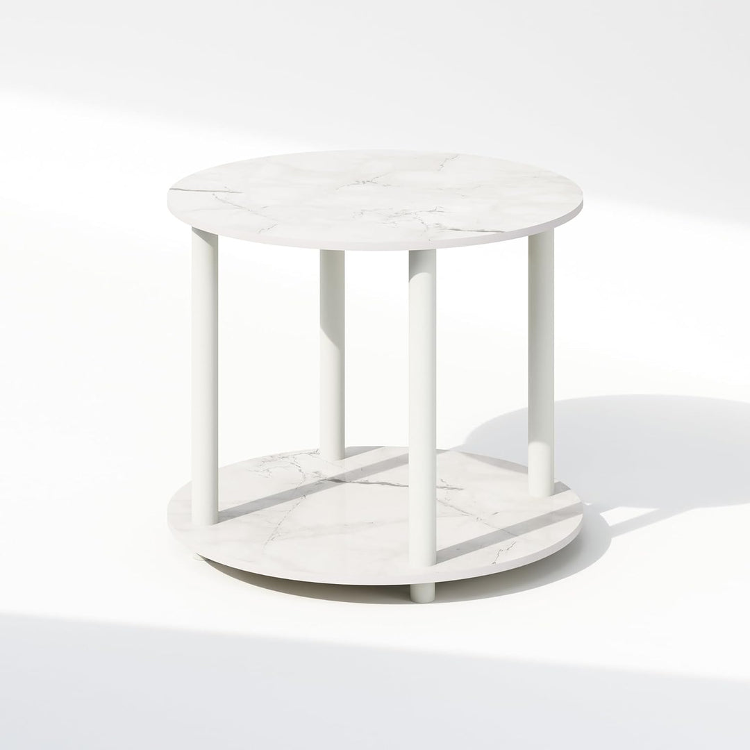 Furinno Turn-N-Tube End Tables, Marble White