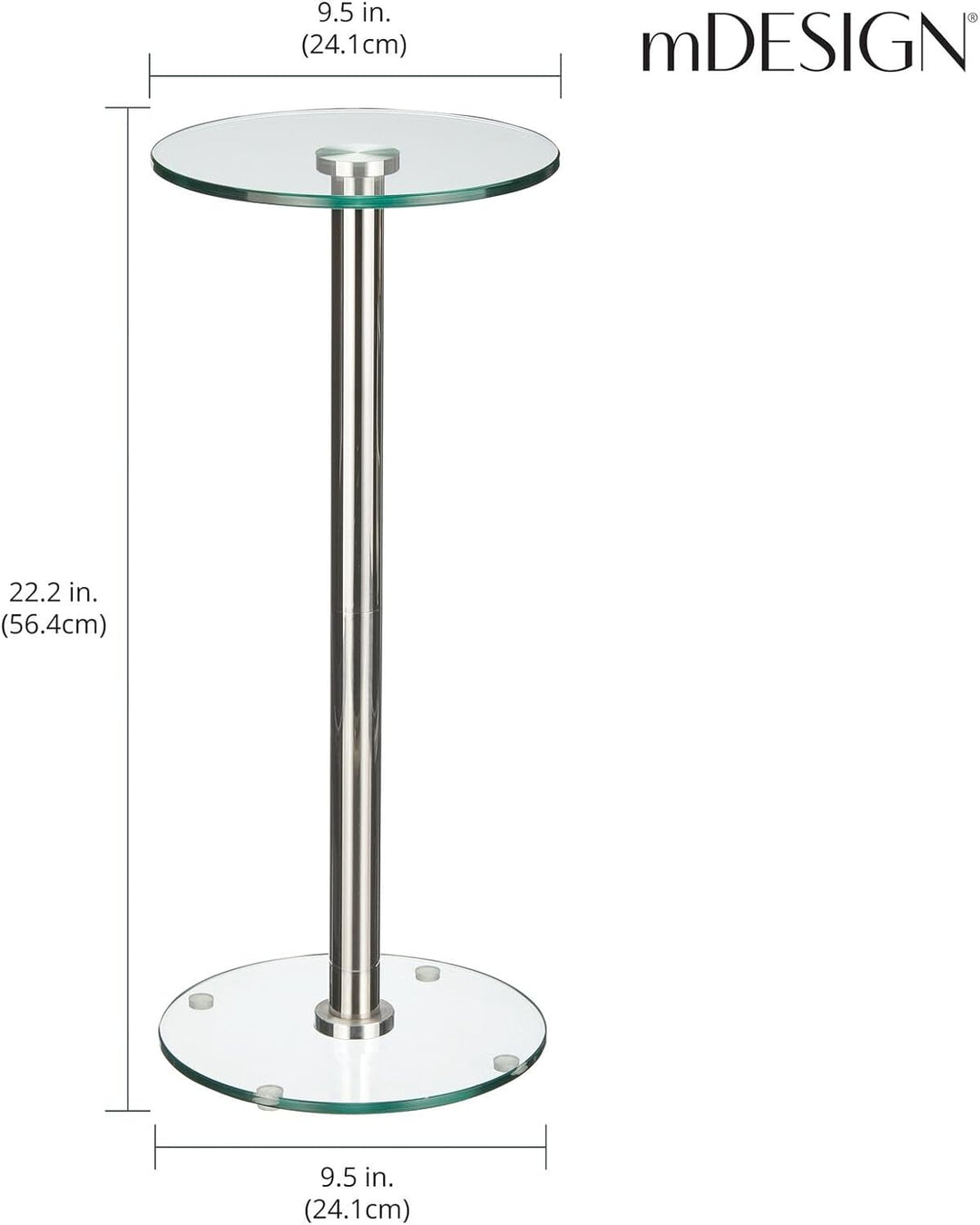 mDesignGlassTopSide/EndDrinkTable-Clear/Chrome