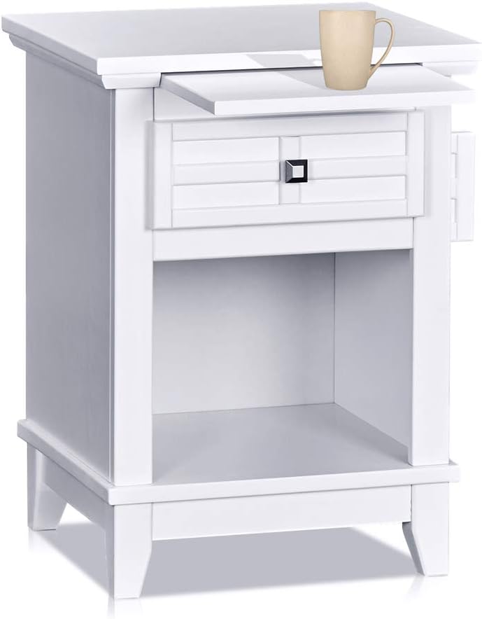 Classic Nightstand Drawer Pull-Out Tray White