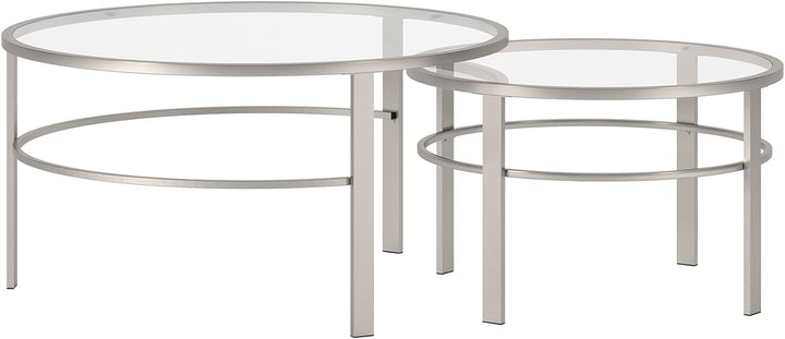 Nested Coffee Table in Satin Nickel, Modern Design