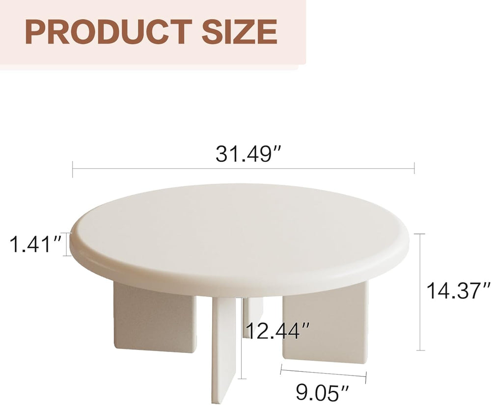 Round Coffee Table, Modern Cream White Center Table