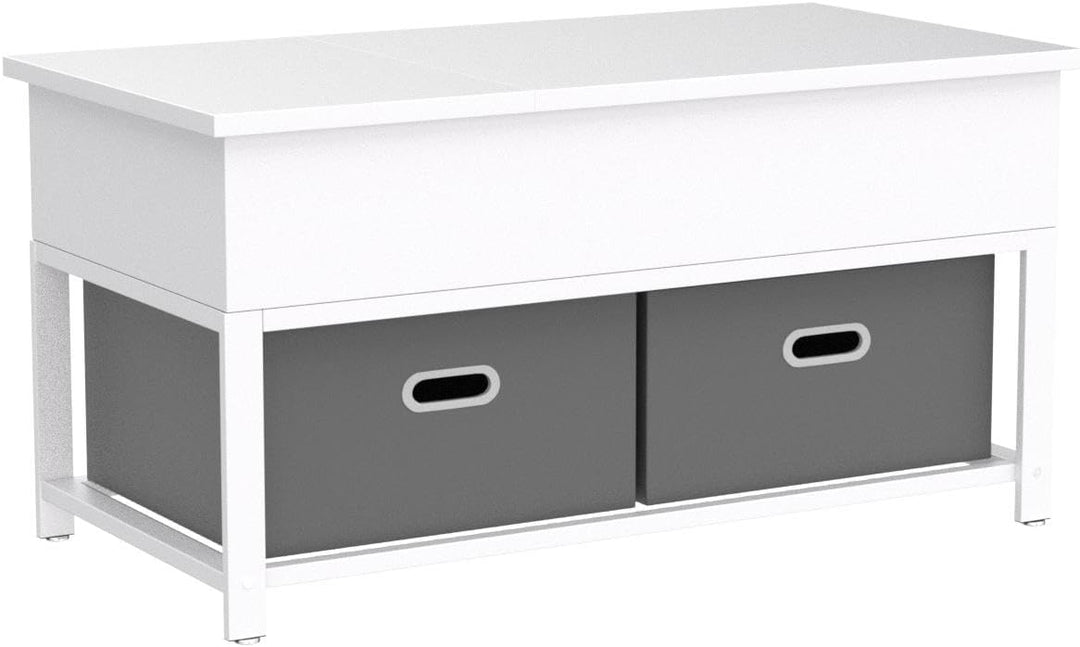 Lift Top Coffee Table with Storage, Modern Square Center Tables, White