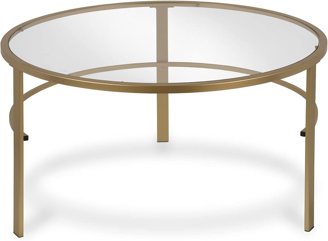 Henn&Hart Round Nested Coffee Table, Brass