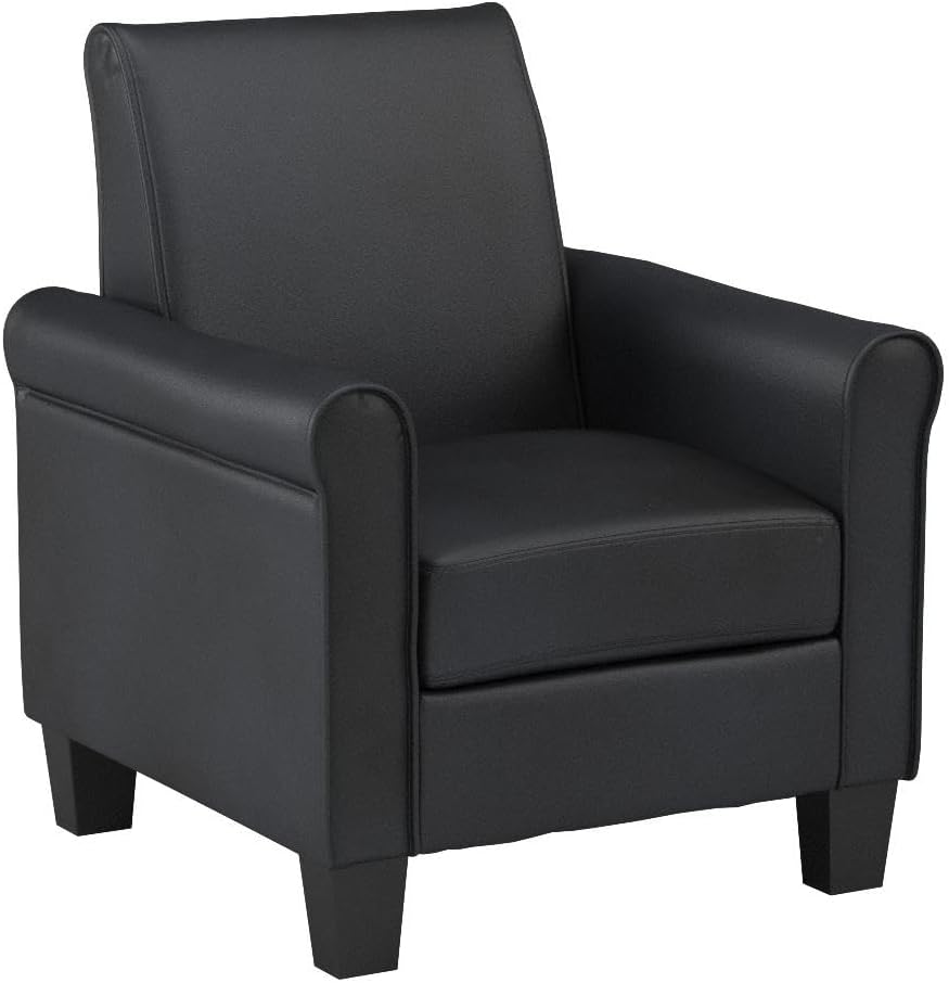 Modern Faux Leather Accent Chair Black