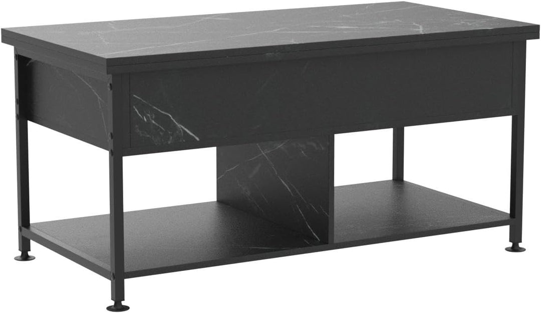 Lift Top Coffee Table with Storage, Marble Pattern, Gray