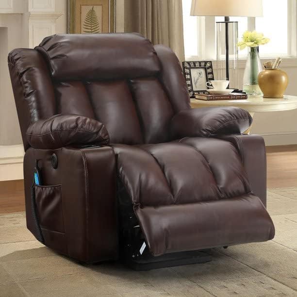 COOSLEEP Power Lift Recliner Chair Massage Heat Elderly Brown