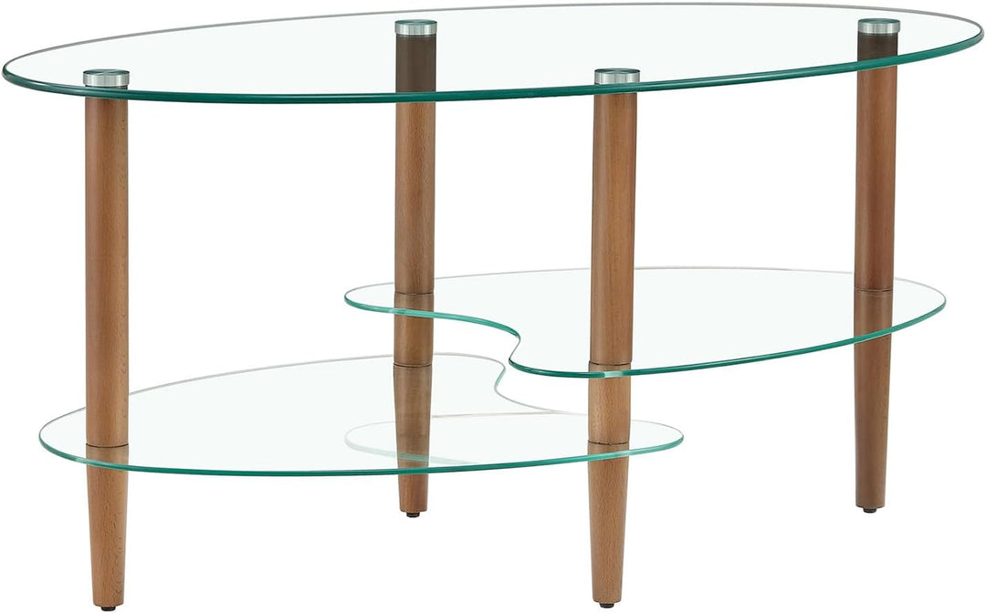 Modern Oval Glass Coffee Table, Transparent