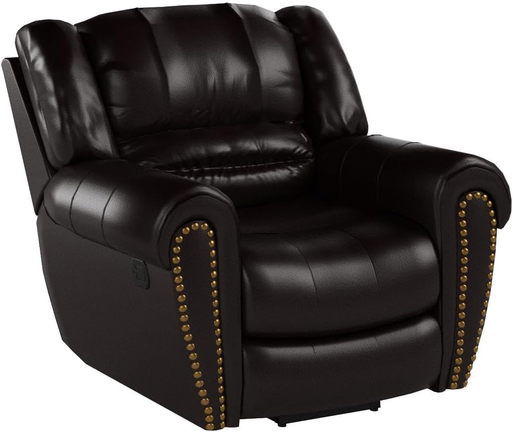 Leather Recliner Chair, Classic Manual, Brown