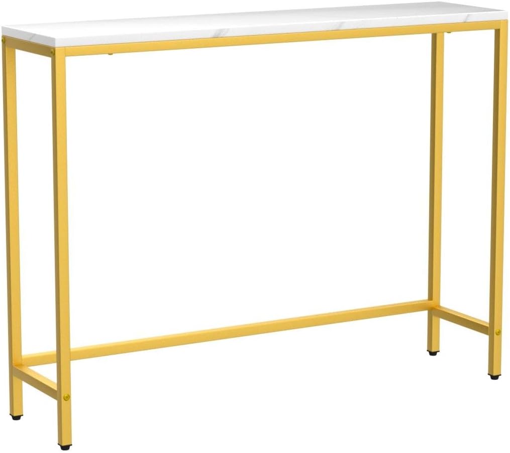 Console Table, Faux Marble MDF Sofa Table, Golden