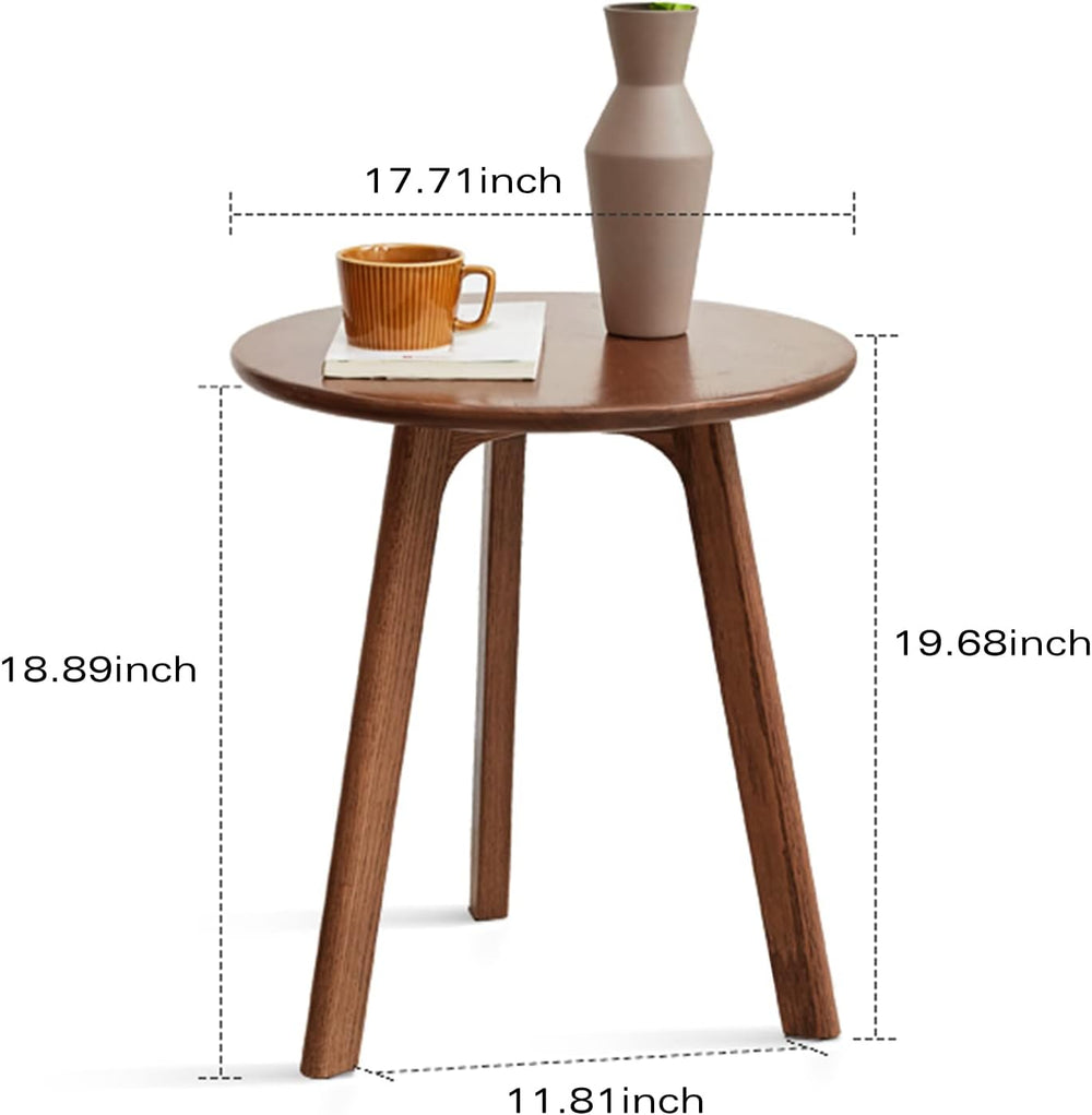 Round Side Table - 100 percent Natural Solid Wood - 3 Legged