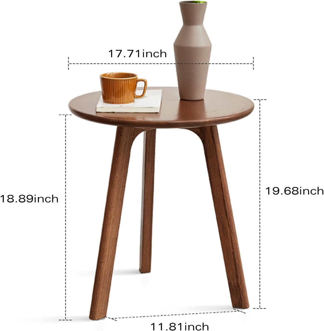 Round Side Table - 100 percent Natural Solid Wood - 3 Legged