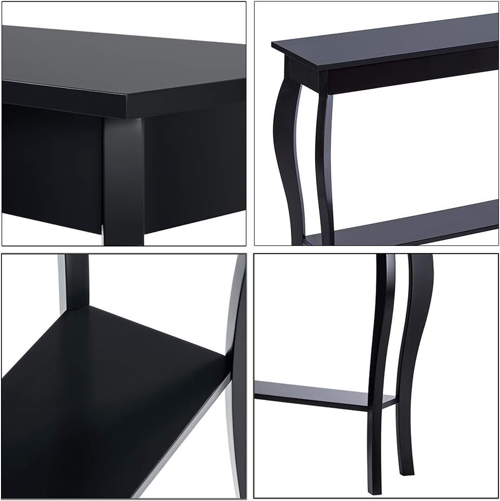 Narrow Console Table Black Accent Sofa Entryway