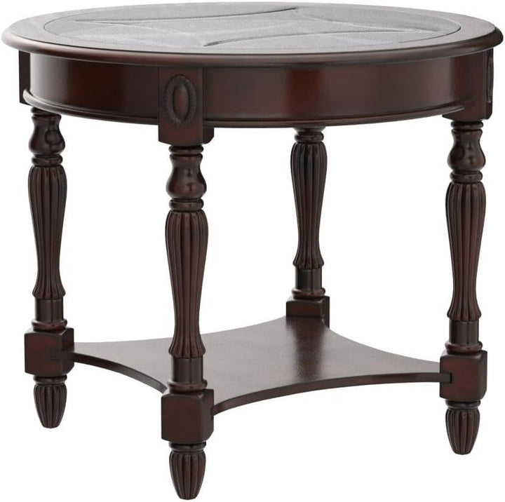 Solid Wood Oval End Table w/ Glass Top