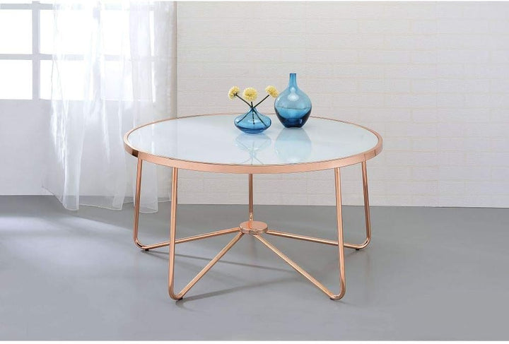 Elegant Farmhouse Glass Coffee Table, Gold