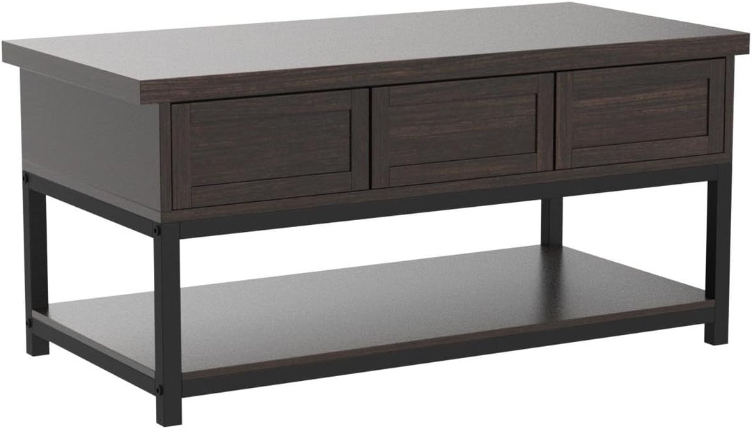 Lift Top Coffee Table with Hidden Compartments, Espresso