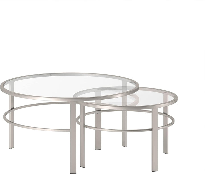 Nested Coffee Table in Satin Nickel, Modern Design