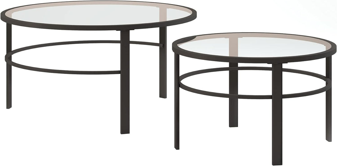 Henn&Hart Round Nested Coffee Table, Blackened Bronze