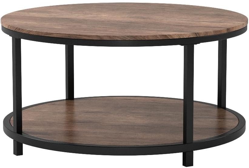 Rustic 2-Tier Wood Coffee Table, 36-Inch, Light Walnut