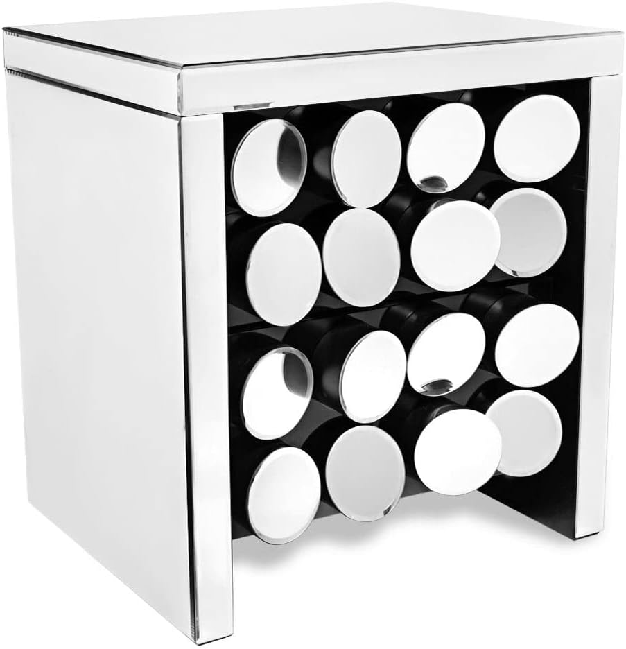 Onyx Mirrored Modern Accent Table Soft Close