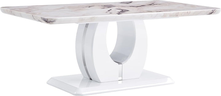 Marble Coffee Table, Modern Faux Marble Top, Accent Table, White