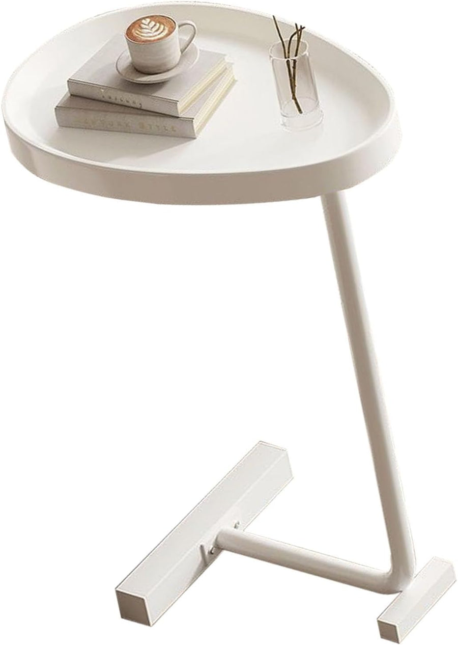 C Shaped Side Table, Compact Coffee Table, Living Room, White