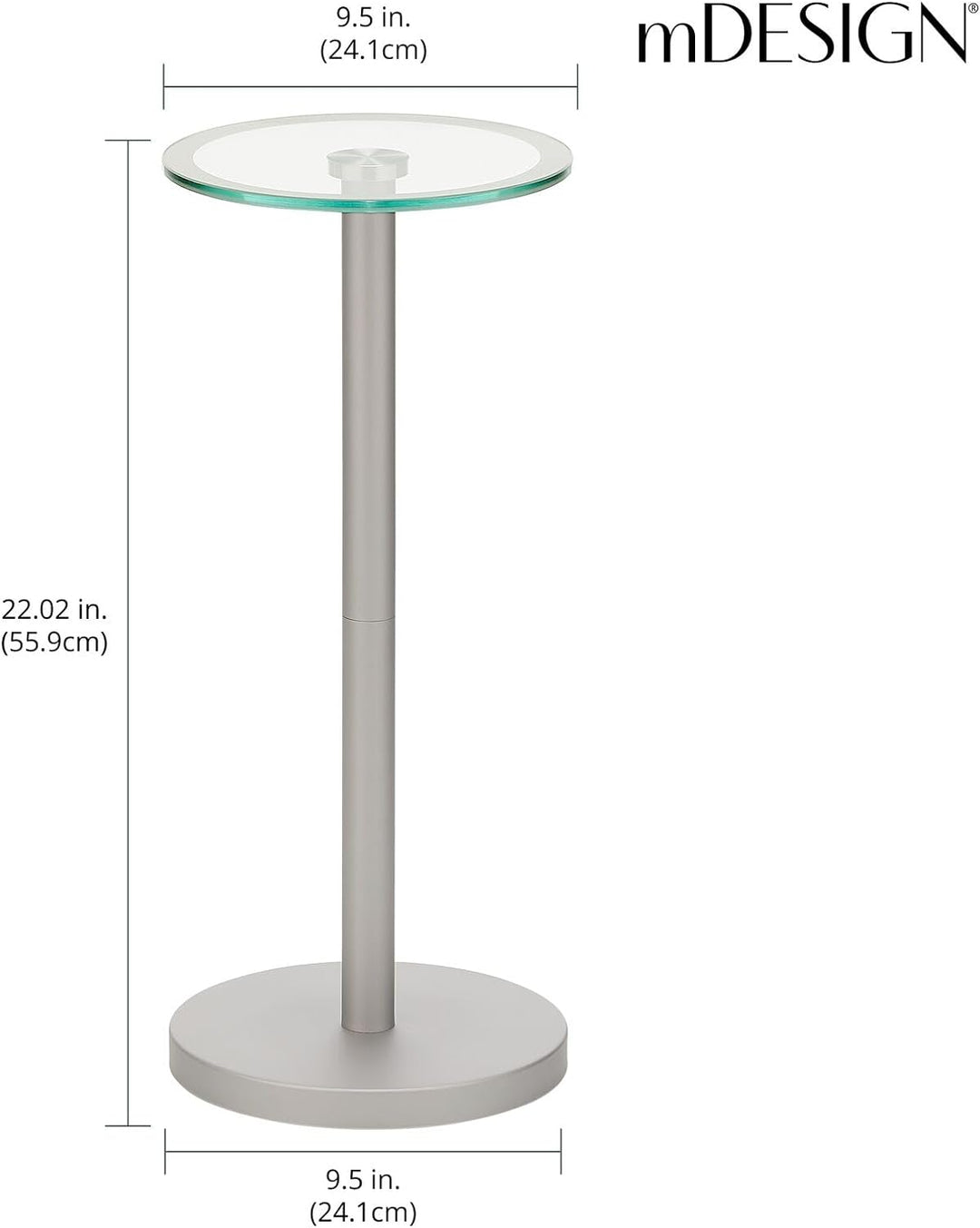 Glass Top Side/End Drink Table - Chrome 9" Round