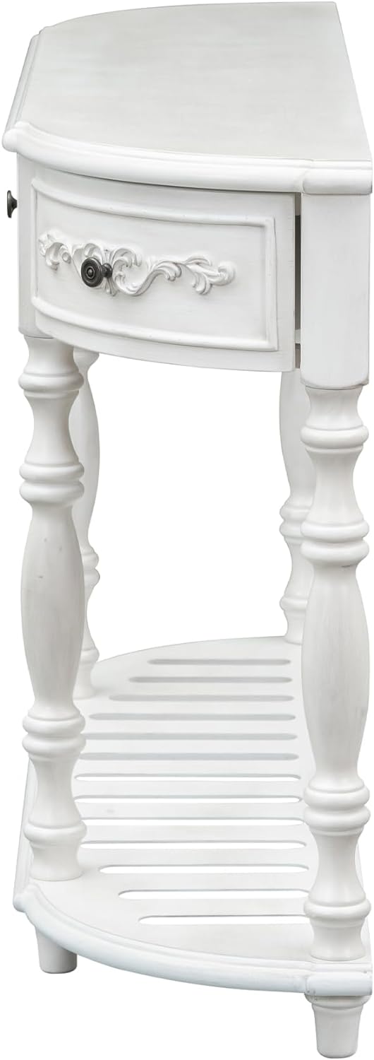 Retro Half Moon Entryway Table, Antique White