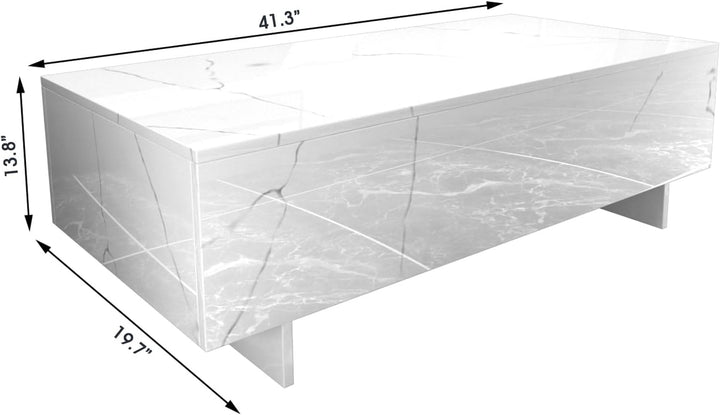 Elegant Marble White Table Set: Modern Coffee Table, Contemporary TV Stand