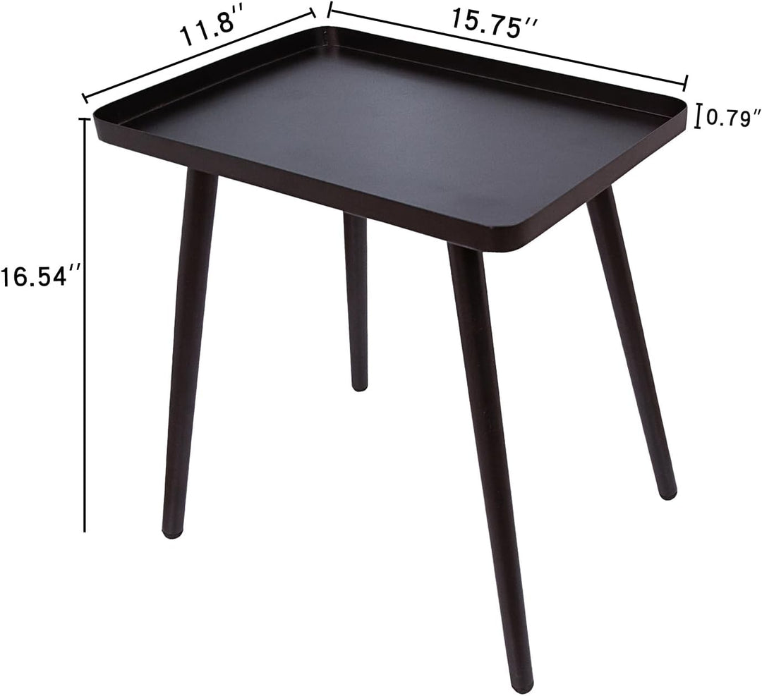 Black Side/End Table, Small Accent Table for Living Room Bedroom Balcony Office, Modern Bedside Table Home Decor, Small Indoor & Outdoor Side Table