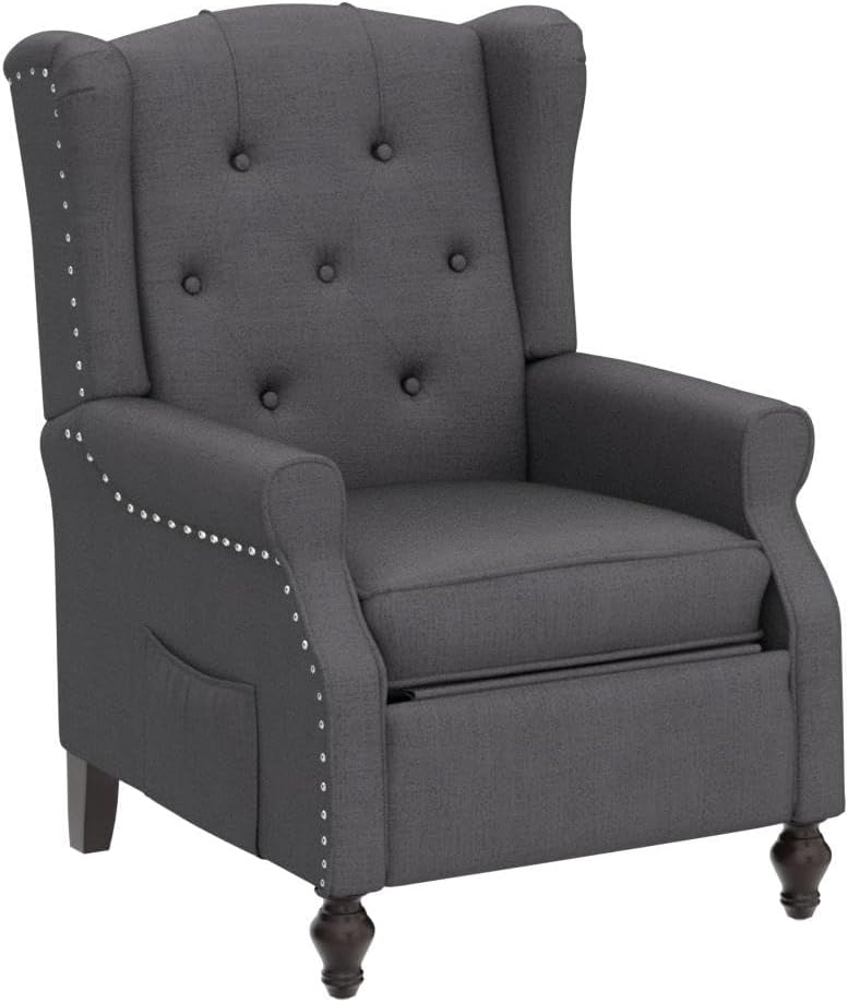 Wingback Recliner Chair, Heat Massage, Grey