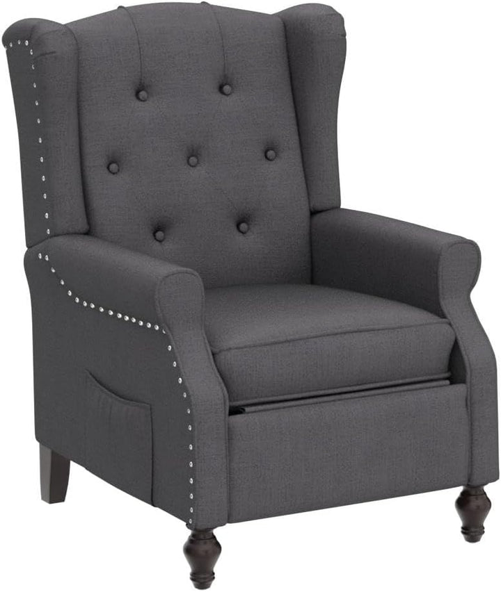 Wingback Recliner Chair, Heat Massage, Grey