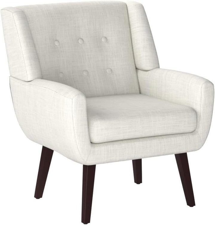 Accent Chair, Upholstered Button Tufted Armchair, Linen Fabric Sofa Chairs for Bedroom, Living Room, Mid-Century Modern Comfy Reading Chair (Beige)