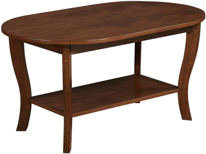 Oval Coffee Table with Shelf, Espresso Wood Finish