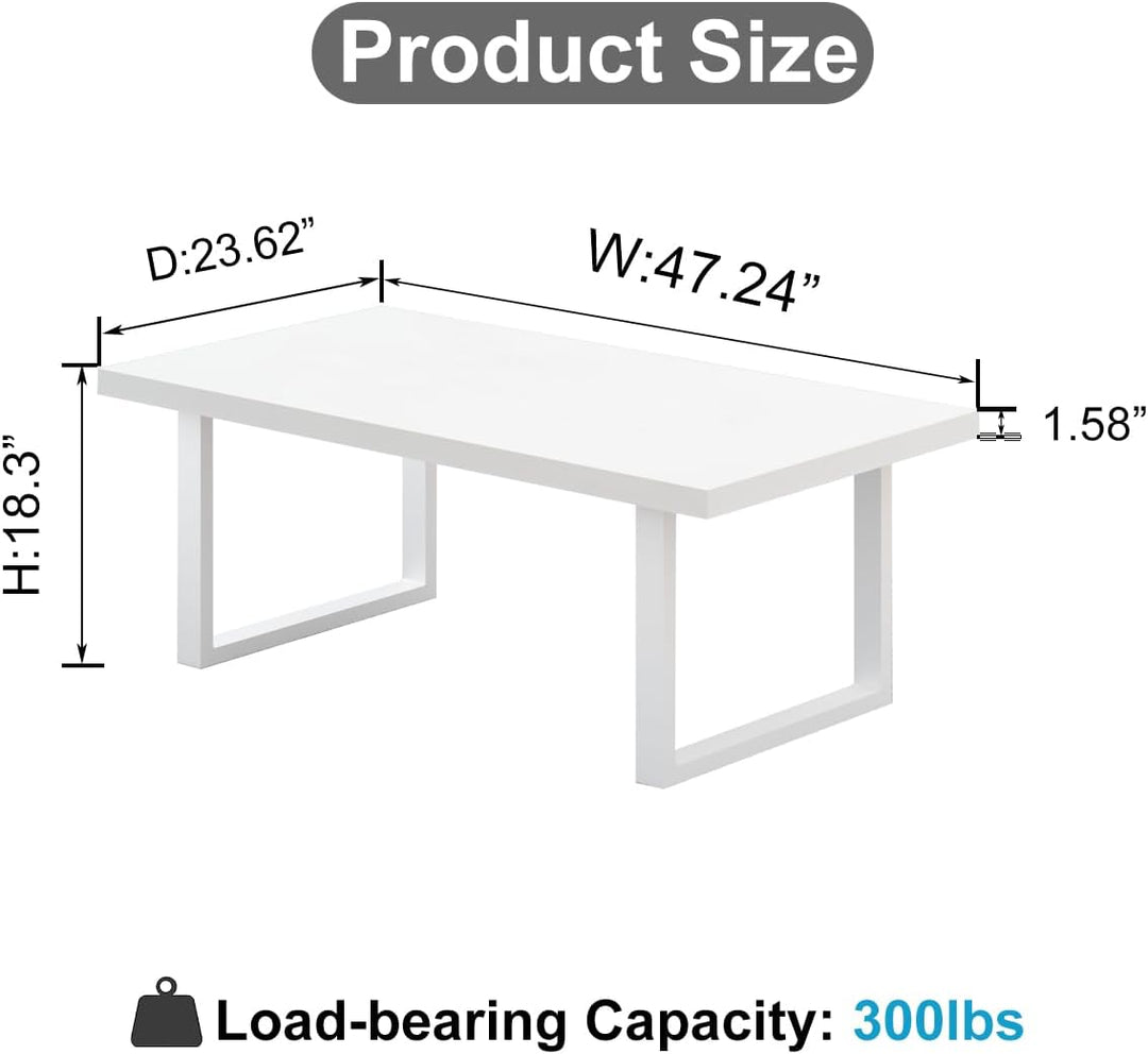 IBF Modern White Coffee Table, Minimalist Rectangle Living Room Table