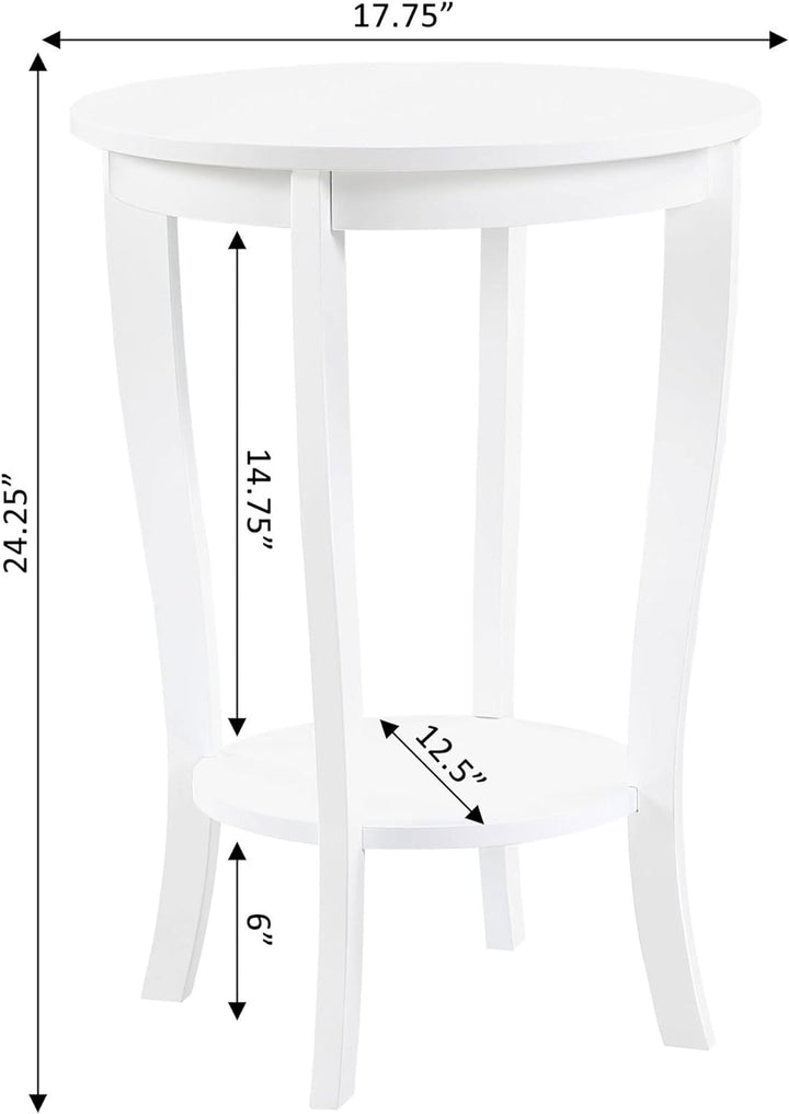 American Heritage Round End Table, White