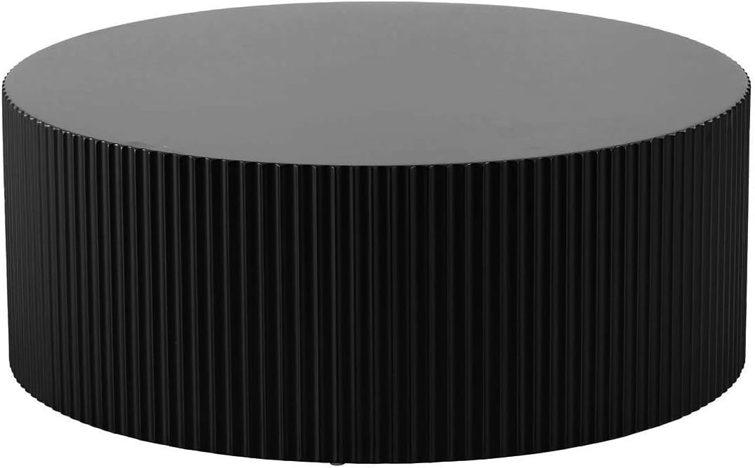 Modern Nesting Coffee Table Set, Wood Circle Drum Side Table, Single-black