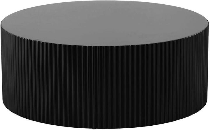 Modern Nesting Coffee Table Set, Wood Circle Drum Side Table, Single-black