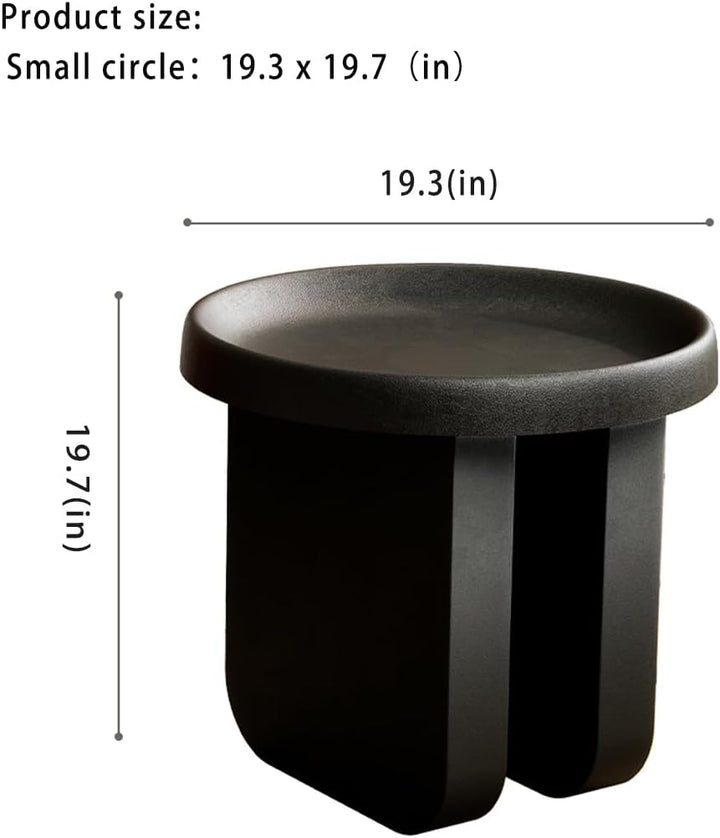 Round Side Table, Modern end Table, Metal Accent (Black)