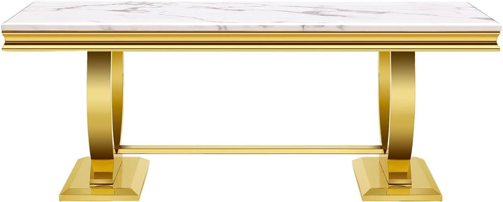 Gold Coffee Table, White and Gold Rectangle Living Room Tea Table