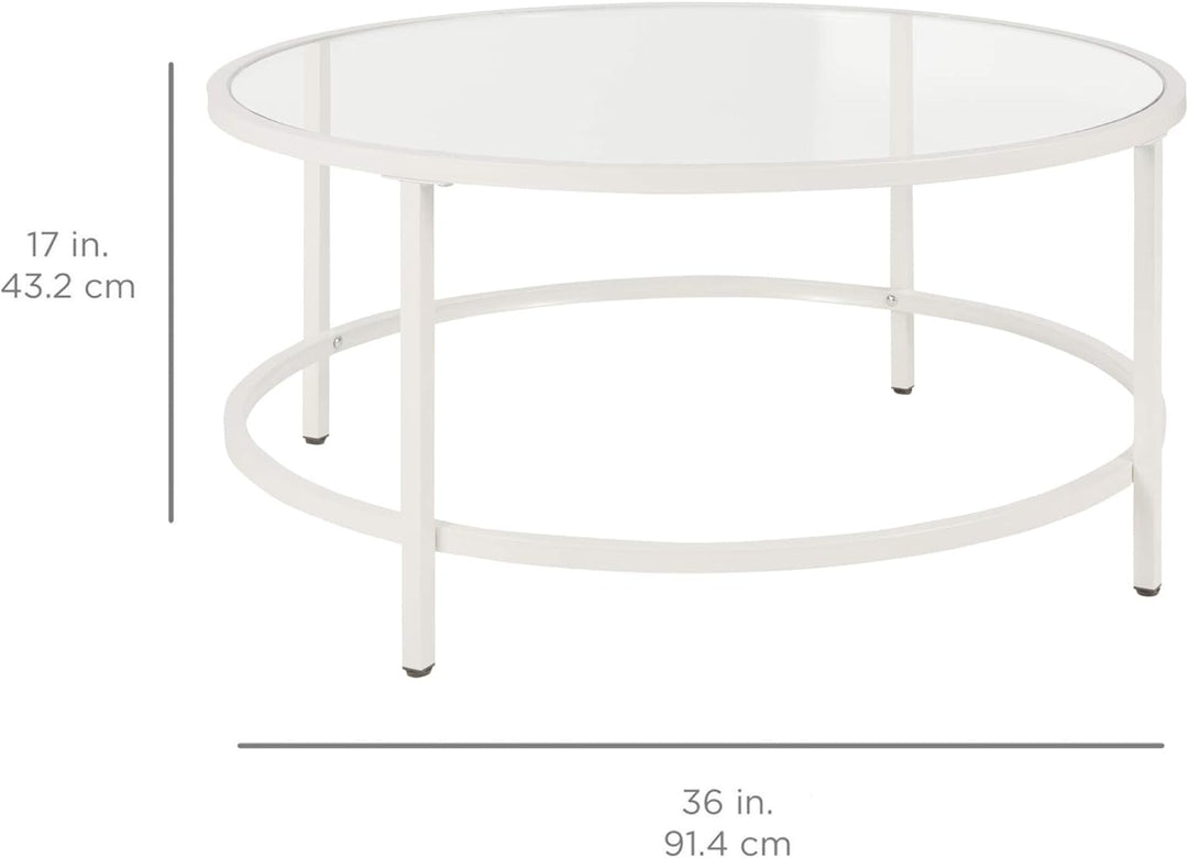 Modern Round Tempered Glass Accent Side Coffee Table, White